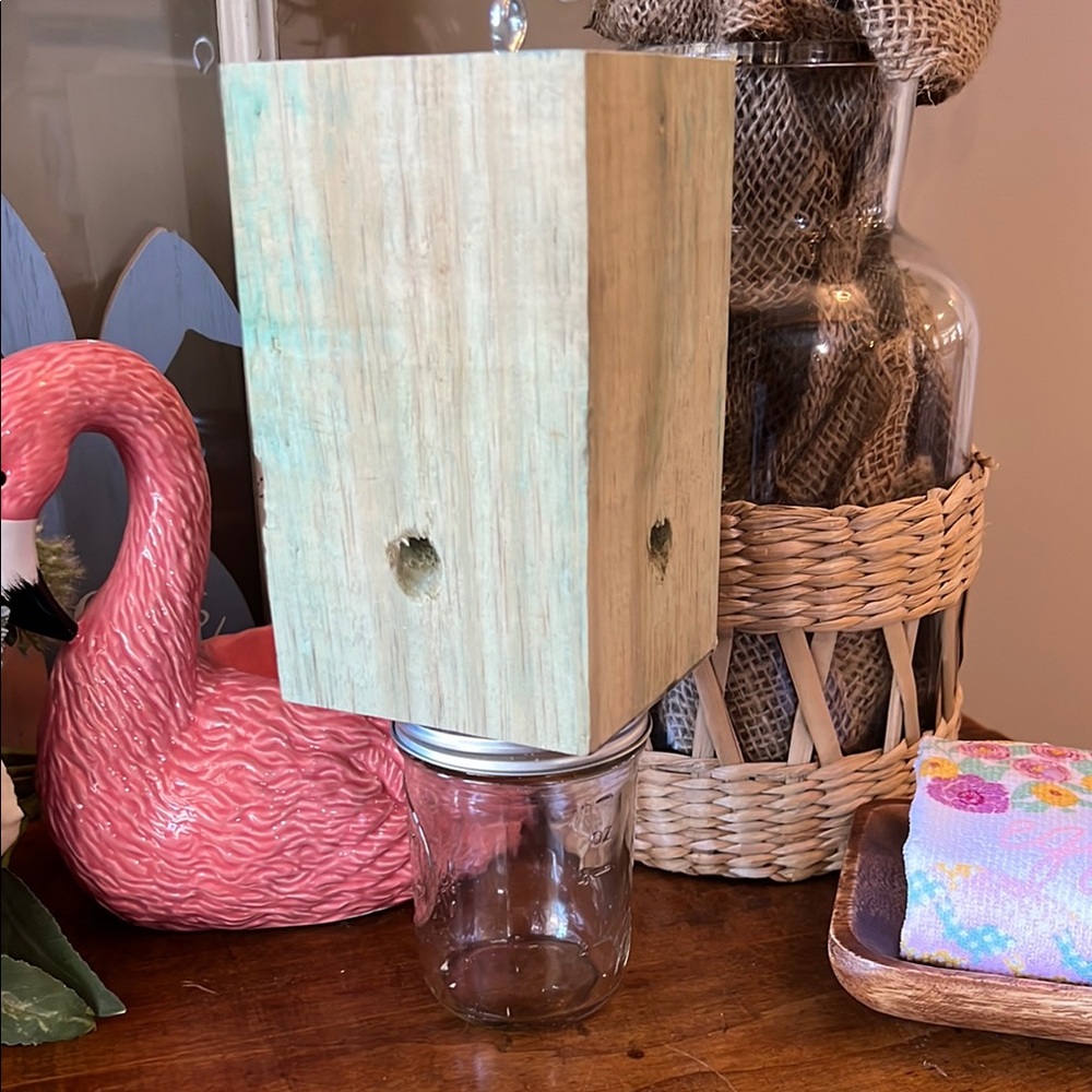Rustic Wooden Carpenter Bee Trap with Glass Base